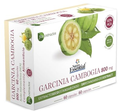Nature Essential - Extracto de Garcinia Cambogia 800 mg - 60 Cápsulas - 60% Ácido Hidroxicítrico HCA - Ayuda al Sistema Inmunitario y Pérdida de Grasa