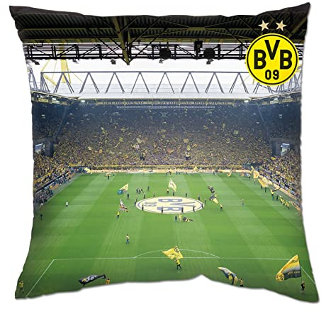 Borussia Dortmund, Cuscino Stadio, nero-giallo, 40x40