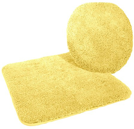 Kinzler J-10053/06 Mikrofaser Bademattenset 2-teilig = WC-Deckelbezug 47x50 cm + Vorleger ohne Ausschnitt 50x55 cm, gelb
