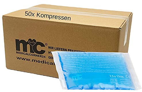 Cuscinetti termici per impacchi a caldo e a freddo, riutilizzabili, azione refrigerante, dimensioni 8 cm x 13 cm, confezione da 50