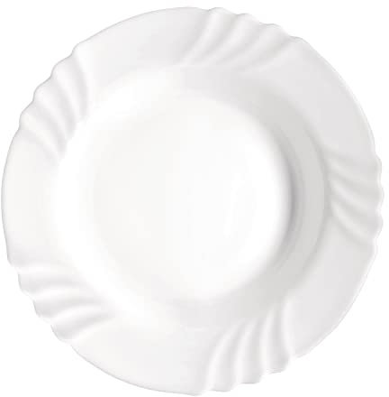 Bormioli Rocco 6181502 Ebro Piatto Opale Fondo, 23,5 cm, Bianco, confezione da 6