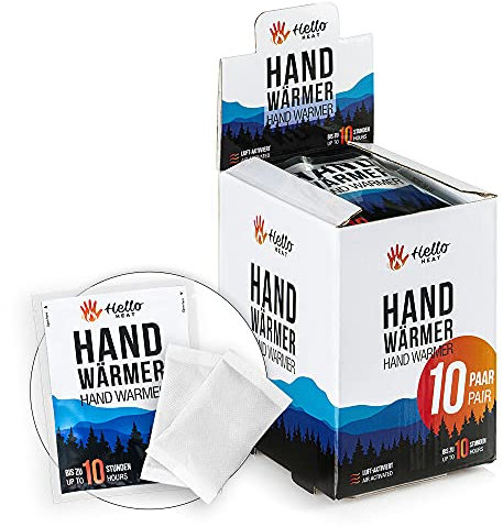 HELLO HEAT Handwärmer, 10 Paar Wärmepads für 10 Stunden Wärme I Sofort aktivierbare Taschenwärmer I Zuverlässiges Heatpad – für Jackentasche, Hosentasche & als Handschuhwärmer