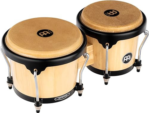 Meinl Percussion Bongos Headliner Wood - 2 Handtrommeln mit 6,75 und 8 Zoll - inkl. Stimmschlüssel - Siam Eiche, Natur (HB100NT)