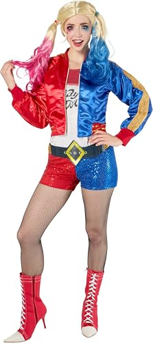 Rubies Offizielles Harley Quinn Suicide Squad Kostüm für Damen – Jacke, Shirt, Shorts & Netzstrumpfhose für Karneval,
