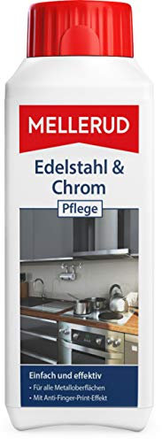 MELLERUD Edelstahl & Chrom Pflege | 1 x 0,25 l | Wirkungsvolles Reinigungsmittel gegen Schmutz und Fingerabdrücke für Metall-Oberflächen im Innen- und Außenbereich