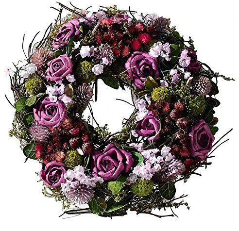 SIDCO Türkranz Rose Blumenkranz Kranz Blütenkranz Wandkranz Tischkranz Dekokranz lila