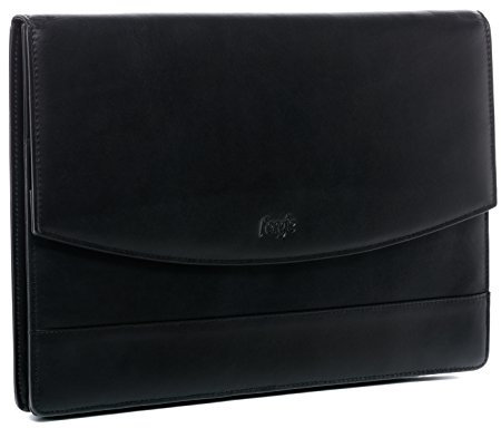 FERGÉ große Aktenmappe DIN A4 echt Leder - Schreibmappe TODD L - Dokumentenmappe mit - Herren und Damen schwarz handgefertigt