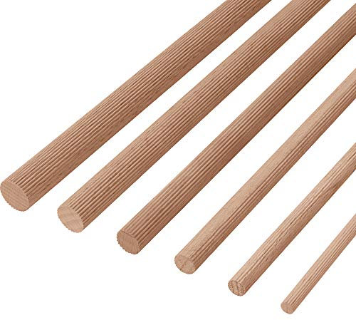 Gedotec Buchen-Rundstab gerillt | Riffel-Stäbe | Bastelstäbe 10 x 1000 mm | 10 Stück | Holzstäbe aus Buchenholz zum Basteln | Rundstab aus Massiv-Holz rund | Bastelstäbe Holzbau-Stöcke | Holzstäbchen