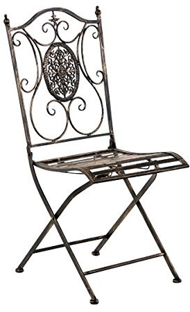 CLP Gartenstuhl Sibell im Landhausstil, aus Metall mit klappbarem Design, ideal für Terrasse oder Balkon, in 6 Farben erhältlich, Farbe:Bronze
