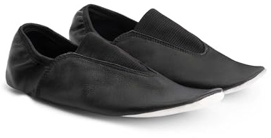 Rogelli Patins de Gymnastique en Cuir véritable avec Semelle rembourrée Noir