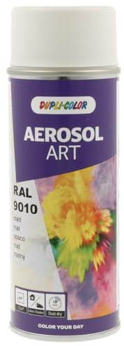 DUPLI-COLOR AEROSOL ART RAL 9010 reinweiß matt 400 ml, Spraylack für vielseitigen Einsatz, schnelltrocknend, hohe Deckkraft, für Innen- und Außenbereiche geeignet