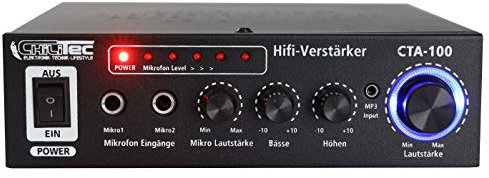 ChiliTec HiFi-Verstärker CTA-100 Cinch AuxIn 100 Watt Verstärker Stereo 2-Kanal Mini Endstufe für PC Büro Gaming Schwarz