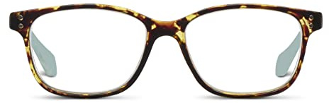 Peepers by PeeperSpecs Women's Nature Walk Soft Square Reading Glasses, Tortoise/Aqua, 49 + 1.25