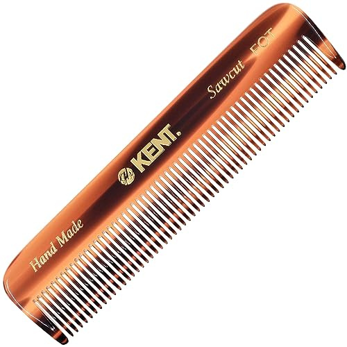 Kent A FOT Tortoiseshell Fine Tooth Handmade Pocket Comb for Men, Women and Kids, Hair Comb Straightener for Grooming and Styling, Beard and Mustache, Saw Cut and Hand Polished, Made in England