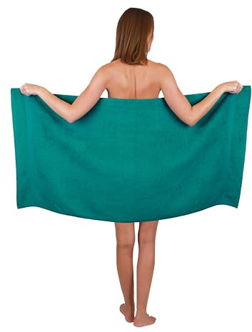 Betz Strandtuch Duschtuch Größe 70x140 cm Duschhandtuch Badetuch Strandtücher Handtuch Premium 100% Baumwolle Farbe smaragdgrün
