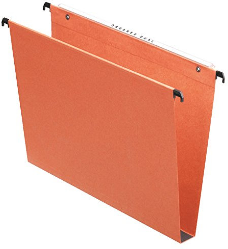 Esselte Kori Vertikale Hängemappe, Kanzleipapier, 50 Stück verbindbare Mappen, einschließlich Reiter, orange, Orgarex Serie Karierte Grundfläche Orange