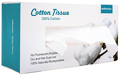 Winner Cotton Face Towels, 100% USDA Biobased Facial Towelettes, Disposable Face Towel XL, Odor-Free, Ultra Soft Makeup Remover Wipes for Sensitive Skin, Biodegradable, 100 Ct, 1 Pack