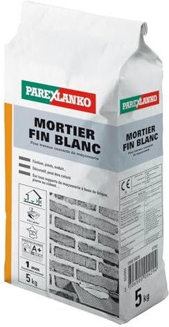 Parexlanko, Mortier Fin Blanc, Mortier pour travaux de finition, petits scellements et joints de maçonnerie, 5kg