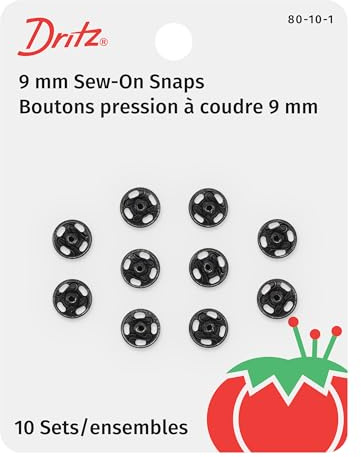 Dritz Sew-On Snaps, Black, Size 1/0