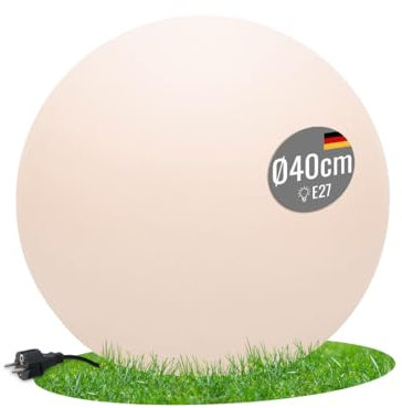 8 seasons design LED Kugelleuchte 40 cm, Shining Globe (weiß), E27, Leuchtmittel warmweiß – wetterfest – Kugellampe für außen (Garten, Terrasse, Balkon) und innen – robust & langlebig