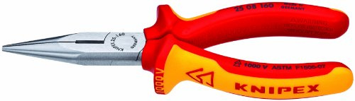KNIPEX - 25 08 160 SBA Tools - Long Nose Pliers With Cutter, 1000V Insulated (2508160SBA)