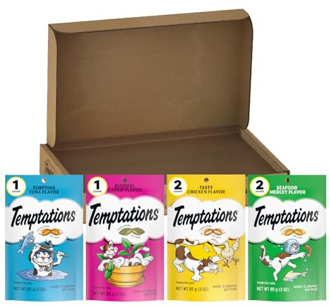Temptations Cat Treats Classic Crunchy and Soft Feline Favorites Variety Pack, 3 oz. Pouches (Pack of 6)