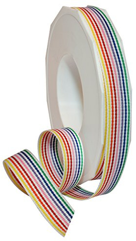 Morex Ribbon Striped Polyester Grosgrain Ribbon, Party Decorations, Gift Wrapping, Fun Patterns, 5/8 by 20 yd., Candy Stripe