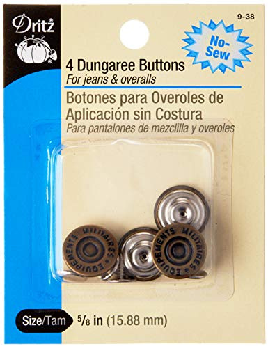 Dritz Dungaree Buttons, Antique Brass, 5/8-Inch