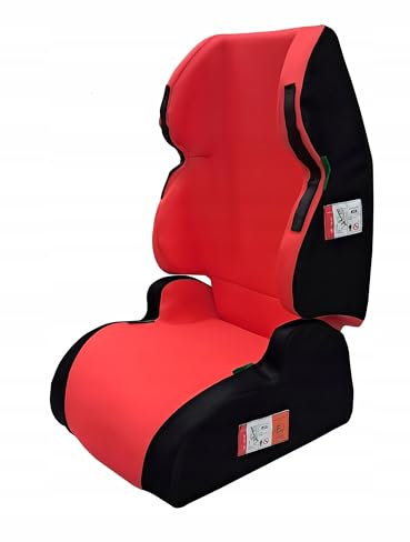 Phenix, Sitzerhöhung Auto Kinder 126-150 cm, ca. 7 bis 12 Jahre, Kindersitzerhöhung mit Rückenlehne, Bezug Abnehmbar und Waschbar, R129 I-size Norm Konform, COALA PLUS Boostersitz, Rot