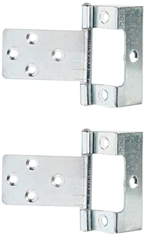 Merriway® BH01811 (2 Pcs) Non-Mortise Cranked Partial Wrap Cupboard Cabinet Door Flush Hinge, 50mm (2 inch) with 5/8 inch Crank Bright Zinc Plated - Pack of 2 Pieces