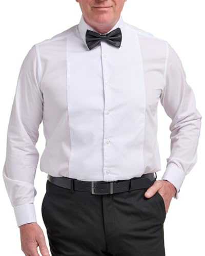 Double TWO Classic Marcella Bib Dress Shirt White Formal Evening Tuxedo Double Cuff Shirt - Neck Size 15.5