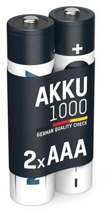 ANSMANN Piles rechargeables NiMH Micro AAA 1000 mAh (lot de 2) – Piles HR6 à faible autodécharge & haute capacité – Petits accumulateurs pour appareils énergivores (caméras, appareils de mesure, etc.)