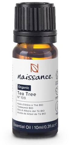 Naissance Organic Tea Tree Essential Oil (No. 109) 10ml - Pure, Natural, Certified Organic, Cruelty Free, Vegan & Undiluted - for Aromatherapy & Diffusers