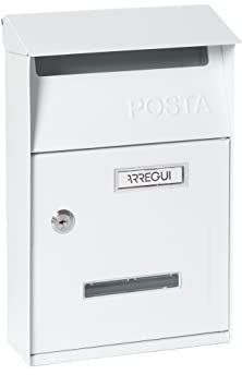 ARREGUI 2006/W Postale Individuale in Acciaio, Cassetta della Posta da Parete, Finestra di Visualizzazione, Bianco, Dimensione S (DIN A5) - 32,5 x 22 x 11 cm