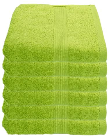 Julie Julsen 6er Pack Handtuch 23 Farben erhältlich weich und saugstark 500gsm Öko Tex Apfelgrün 50 x 100 cm