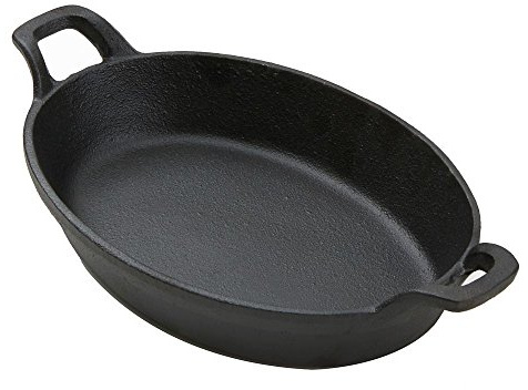 American Metalcraft CIPOV9567 - Casseruola ovale in ghisa, con manici, lunghezza 30,5 x larghezza 17,1 cm, colore: Nero