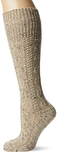 Lusana Chaussettes hautes Loden Tweed pour garçon, Beige (beige moyen chiné 09), 31/34