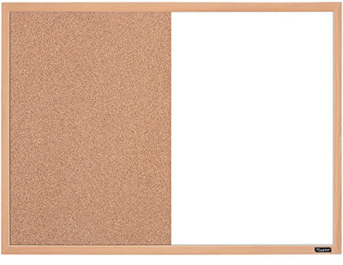 Quartet Combination Whiteboard & Corkboard, 23 x 17, Combo White Board & Cork Board, Oak Finish Frame (35-380402Q)