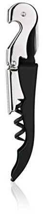 True Truetap Double Hinged Waiter's Corkscrew Wine Opener, Stainless Steel Wine Bottle Opener with Built In Foil Cutter, Home Bar Tools, Bar Cart Accessories, Wedding Gifts, Set of 1, Black
