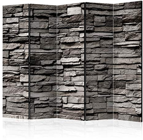 decomonkey Paravent Raumteiler Innen Ziegel 225x172 cm 5 Teilig Einseitig Room Divider Wall Raumteiler Stehend Trennwand Sichtschutz Spanische Wand Sichtschutzwand Wohnzimmer Holz Mauer