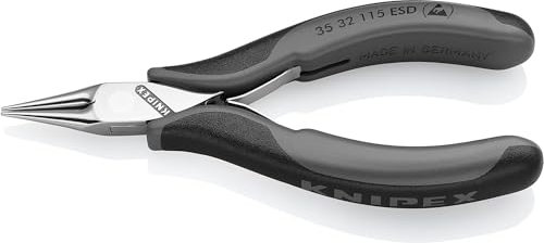 KNIPEX Elektronik-Greifzange ESD mit durchgestecktem Gelenk mit Mehrkomponenten-Hüllen 115 mm, 35 32 115 ESD
