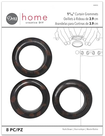 Dritz 1-9/16-Inch Inner Diameter Plastic Curtain Grommets, Pack of 8, Rustic Brown