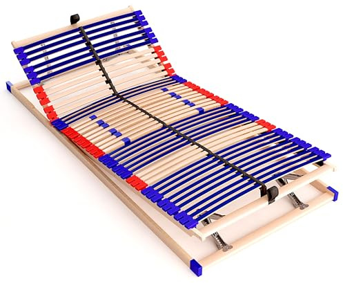 stabiler Lattenrost 100% BUCHE - Kopf- und Fußteil verstellbar - SCHULTERFRÄSUNG, 7 Zonen, 42 Federleisten, Härteregulierung, Mittelgurt - VARIO PLUS SLEEP BEST 42® unmontiert (70x190cm)