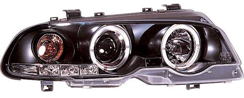 AUTO-STYLE Satz Scheinwerfer kompatibel mit BMW 3er E46 Coupe/Cabrio 1999-2002 - Schwarz - inkl. Standlichtringen & Stellmotor