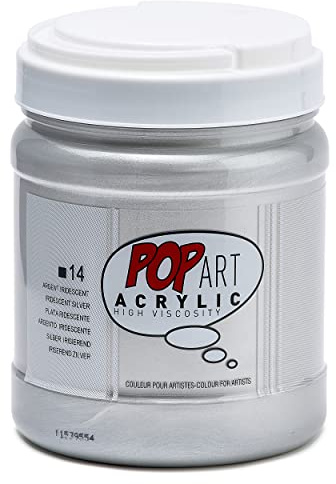 Pébéo - Pop Art Peinture Acrylique – Idéal Pour Applications Généreuses et Grandes Surfaces – Haute Viscosité – 1 Pot de 700 ml – Argent 810014