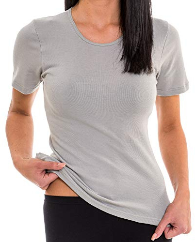 HERMKO 1800 3er Pack Damen Kurzarm Unterhemd aus 100% Bio-Baumwolle,Größe:52/54 (XXL);Farbe:grau