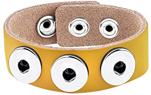 ANDANTE Leder Armband für Chunks Click-Buttons mit Druckknopf-Verschluss (18-22 cm) Dunkel-Gelb