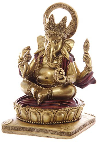 Puckator Gold and Red Ganesh Statue 14cm - Ganesh Ganesha Idol Statue Statues For Home Decor - Ganapati Ganpati Indian Decoration Decorations Home -Hindu Gift Gifts Items For Women