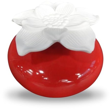 ZEN ARÔME Diffuseur de Parfum par Capillarité Fleur Narcisse Rouge – Diffuseur Huile Essentielle Parfum d’Ambiance et Senteurs Maison – Vase en Céramique et Fleur en Plâtre – Diffusion Naturelle