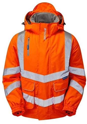 Pulsarail Padded Bomber Jacket, Large, Hi-Viz Orange